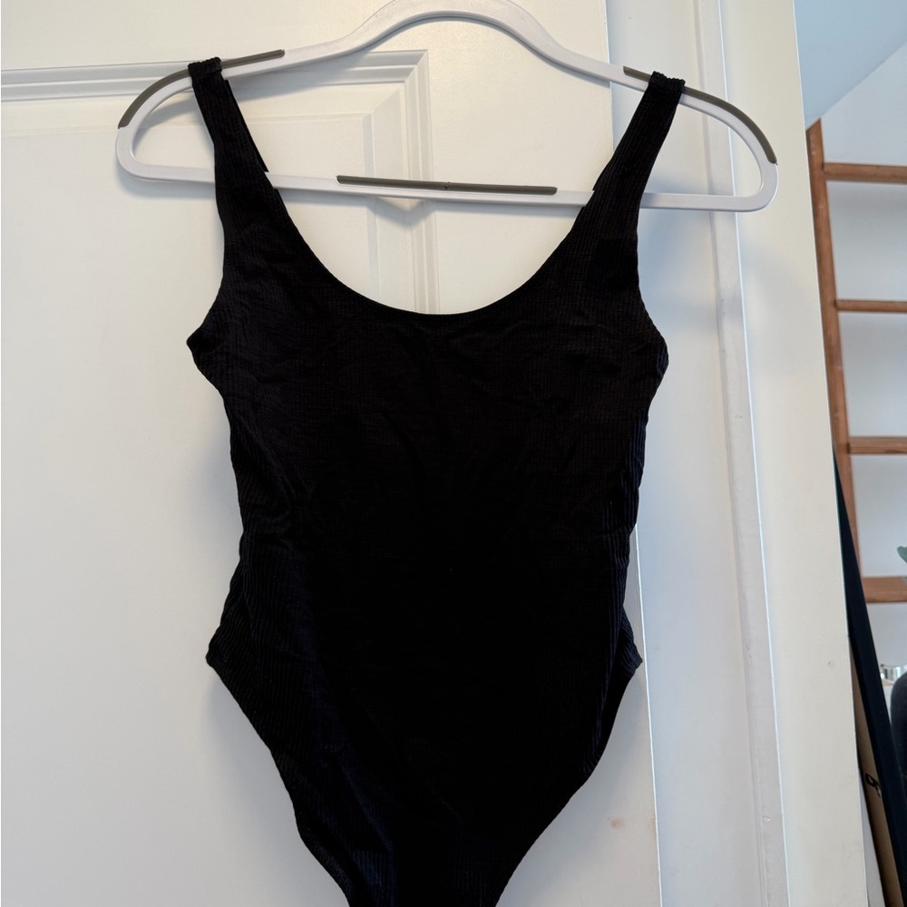 Topshop ribbed Black Bodysuit
